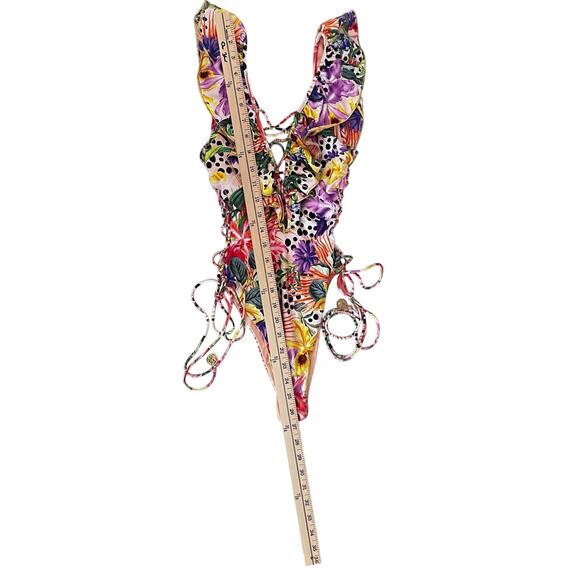 Luli Fama Shocking Floral One Piece Swimsuit Size M - Picture 8 of 9